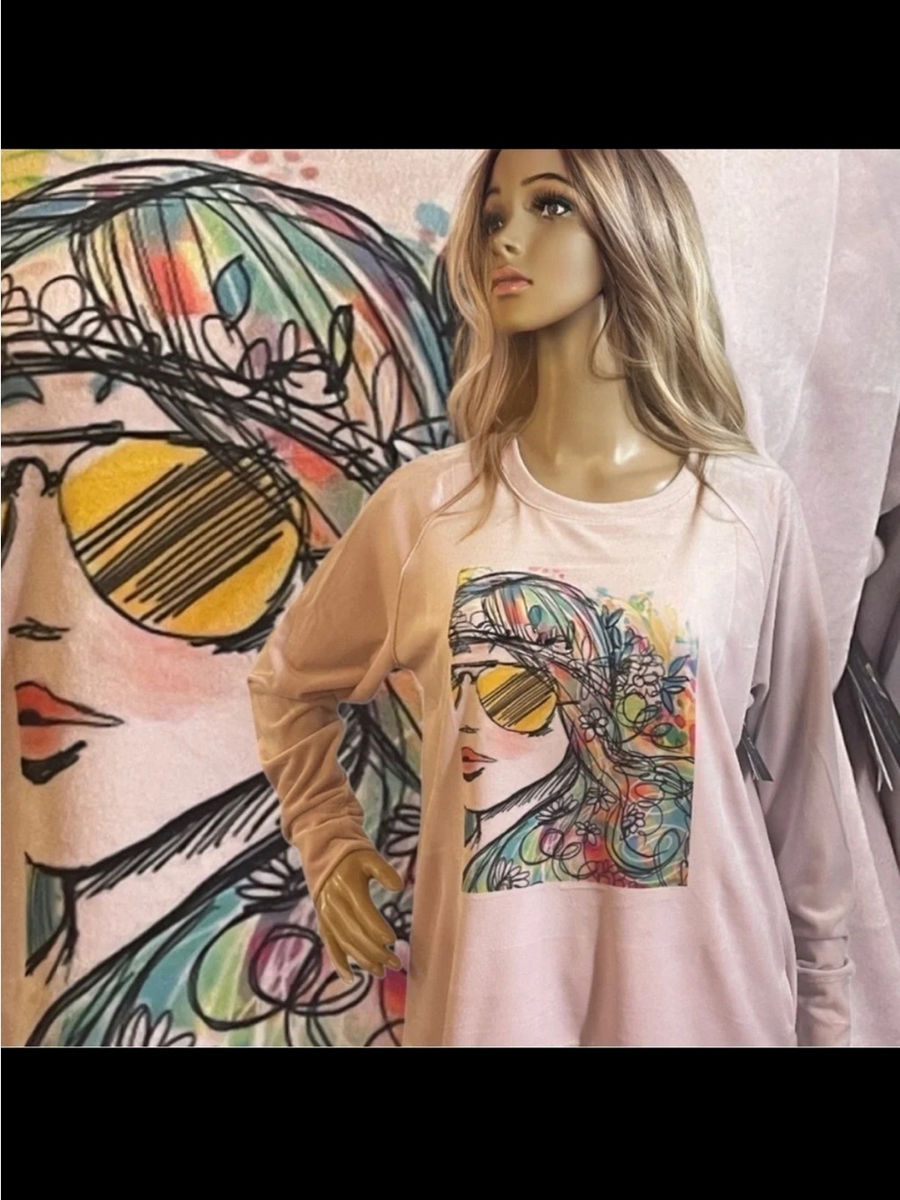 Hippie Girl Soft Pink Upcycled Sweatshirt